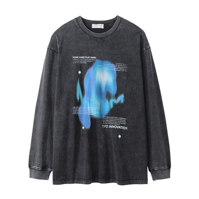 Camiseta Manga Larga con Estampado Abstracto