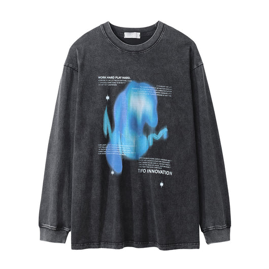 Camiseta Manga Larga con Estampado Abstracto