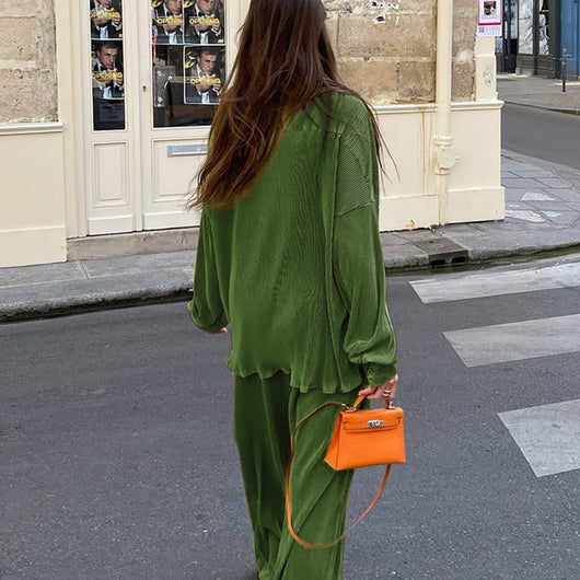 Traje de Pantalón Plisado Cintura Alta para Mujer - Image 10
