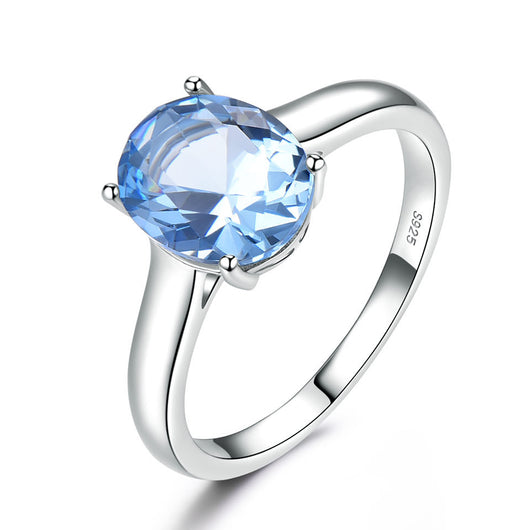 Anillo de Plata Esterlina 925 con Topacio Azul - Joya Romántica para Mujer - Image 5