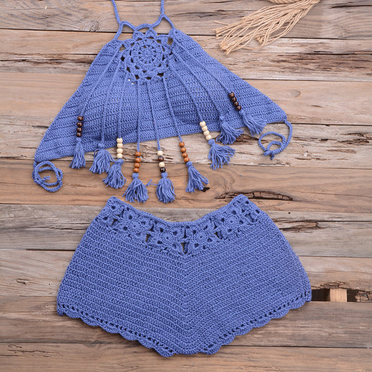 Bóxer de Playa con Borlas y Cuentas Colgantes - Traje de Baño Dividido - Image 9