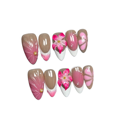 Esmalte de Uñas Floral 3D Efecto Hielo Estilo Francés - Image 5