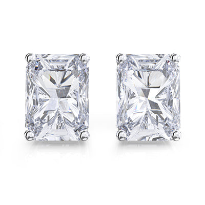 Aretes de Circonita Simulada con Montura Rectangular de Cuatro Puntas - Image 7
