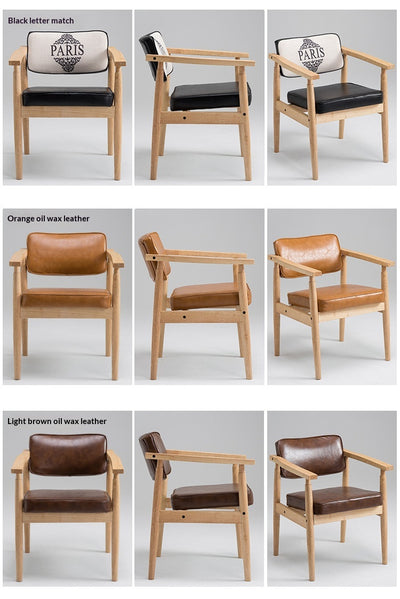 Silla Retro de Madera Maciza con Respaldo y Reposabrazos para Café - Image 34