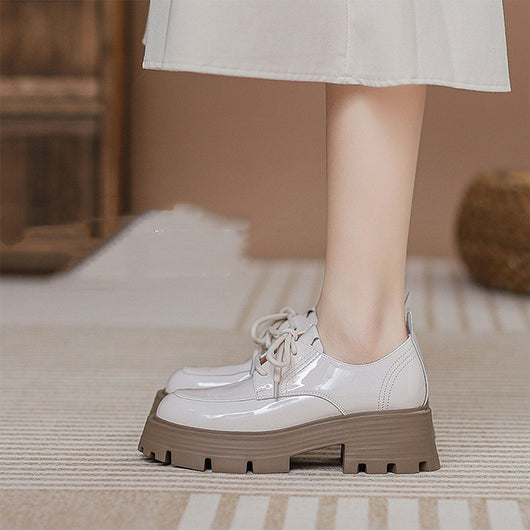Zapatos de Cuero Estilo Británico con Cordones para Mujer - Image 5