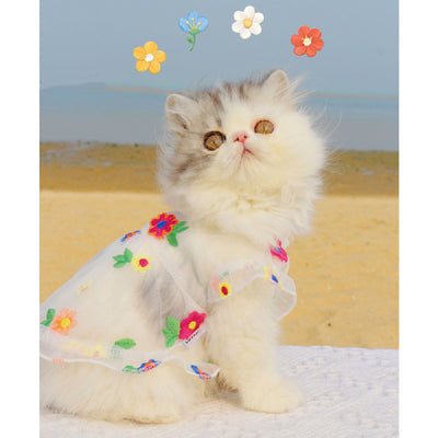 Vestido de Encaje con Bordado Floral para Gatos - Image 13