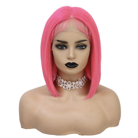 Peluca Bob con Encaje Frontal Estilo Europeo y Americano para Mujer