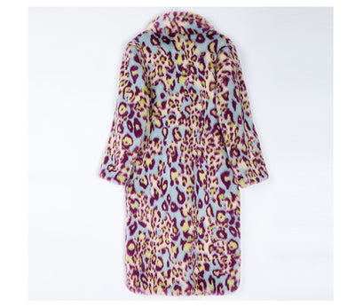 Abrigo de Piel Estampado Leopardo Mujer Largo Slim Invierno - Image 4