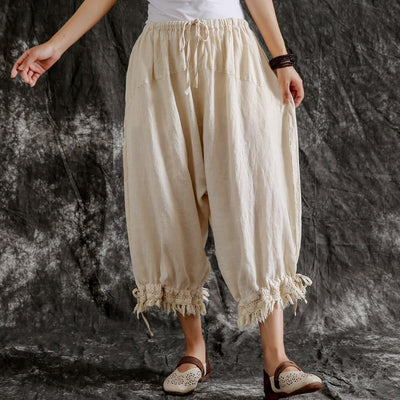 Pantalones Casuales de Algodón y Lino Sueltos Tipo Linterna para Verano - Image 16