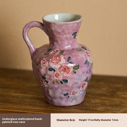 Florero de Porcelana China Pintado a Mano con Rosas - Image 7