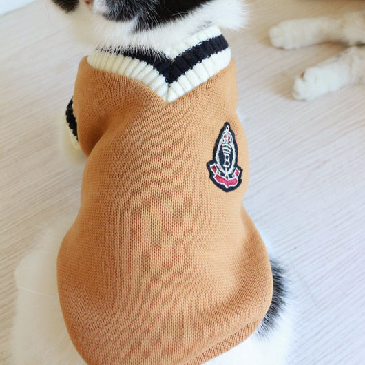 Chaleco de Punto sin Mangas Estilo Universidad Americana para Gatos - Image 3