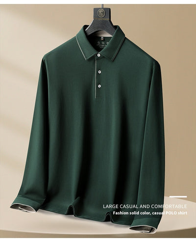 Polo Casual de Algodón Manga Larga Talla Grande para Hombre - Image 11