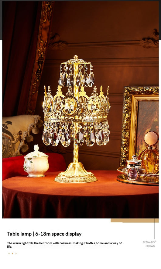 Lámpara de Mesa Vintage Mesita de Noche Latón y Cristal Estilo Rústico - Image 7