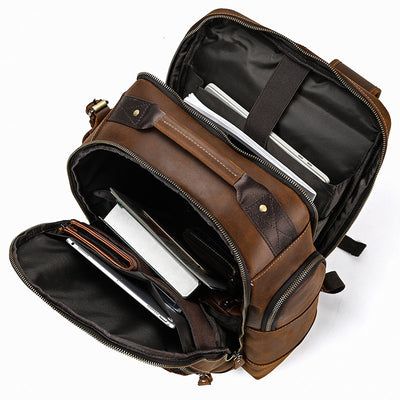 Mochila de Cuero Retro para Hombre - Gran Capacidad y Múltiples Bolsillos - Image 44