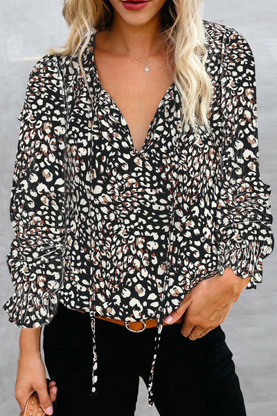 Blusa Casual Suelta de Chifón Estampada de Manga Larga - Image 17