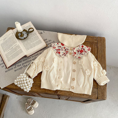 Cardigan Infantil Tejido a Mano con Flores - Image 12