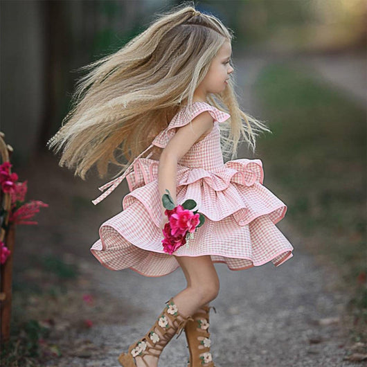Vestido Infantil Cuadrille con Espalda Descubierta y Mangas Volantes - Image 2