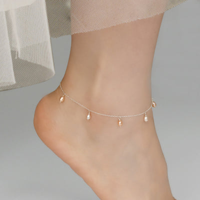 Pulsera de Tobillo Plata 925 con Perla de Agua Dulce - Diseño Hada Minimalista - Image 6