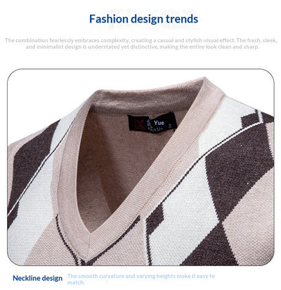 Suéter Tejido Jacquard para Hombre - Chaleco Cuello V - Image 18