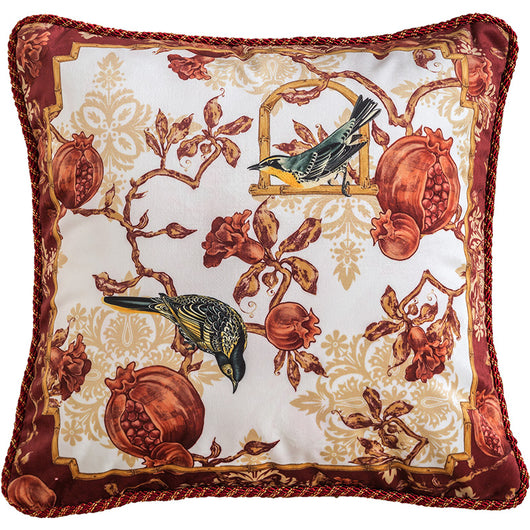 Funda de Almohada Navideña con Diseño Floral y Pájaros Europeo-Americano - Image 4