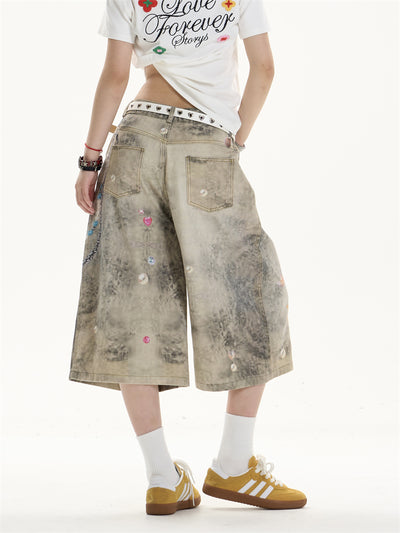 Jeans Anchos Sueltos Estampados Cropped para Mujer - Image 15