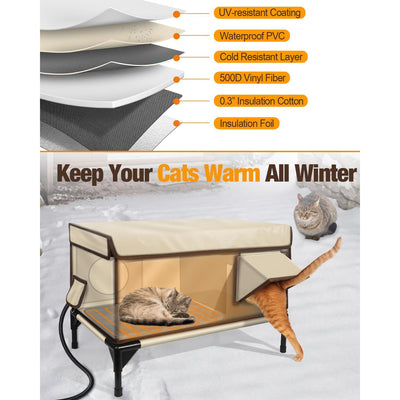 Casa Elevada para Gatos con Tubo PVC y Tela Oxford Impermeable - Image 3