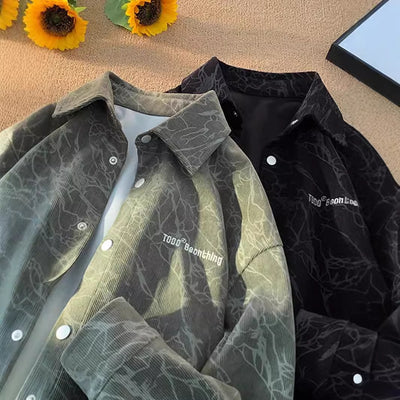 Camisa de Pana Bordada Estilo Retro Americano Premium para Hombre - Image 14