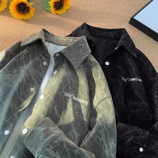 Camisa de Pana Bordada Estilo Retro Americano Premium para Hombre - Image 14