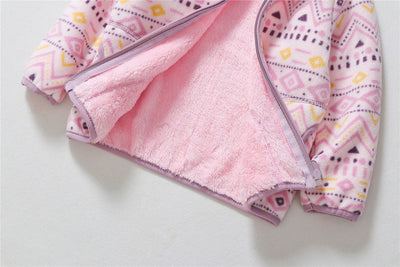 Chaqueta Casual para Niñas con Rayas Geométricas y Forro de Terciopelo - Image 5