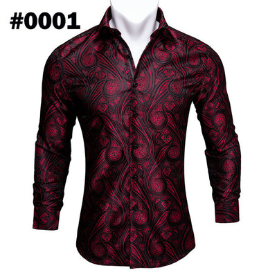 Camisa de Seda Estampado Paisley Azul Verdoso - Diseño Floral Sofisticado para Hombre - Image 29