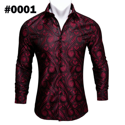 Camisa de Seda Estampado Paisley Azul Verdoso - Diseño Floral Sofisticado para Hombre - Image 29