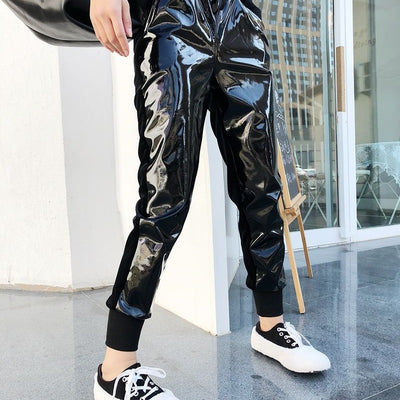 Pantalones de Chándal Terciopelo Brillante con Cintura Elástica