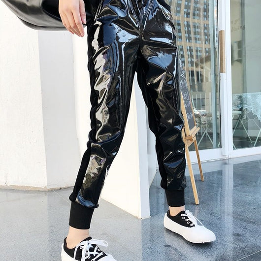 Pantalones de Chándal Terciopelo Brillante con Cintura Elástica