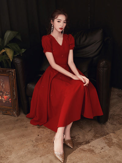 Vestido Rojo Elegante con Espalda Descubierta para Mujer - Image 4