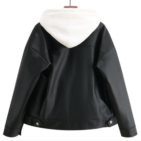 Chaqueta de Cuero Corta para Motociclista Mujer