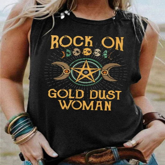 Blusa Tank Top Estampada Cuello Redondo Estilo Boho