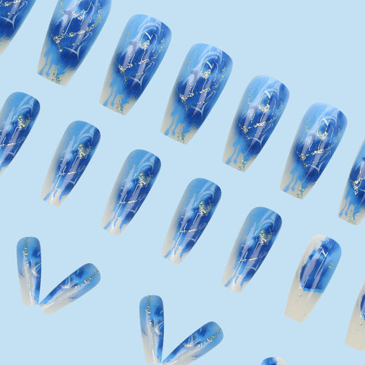 Uñas Postizas Doradas con Textura de Grano - Pack de 24 Piezas Premium - Image 3