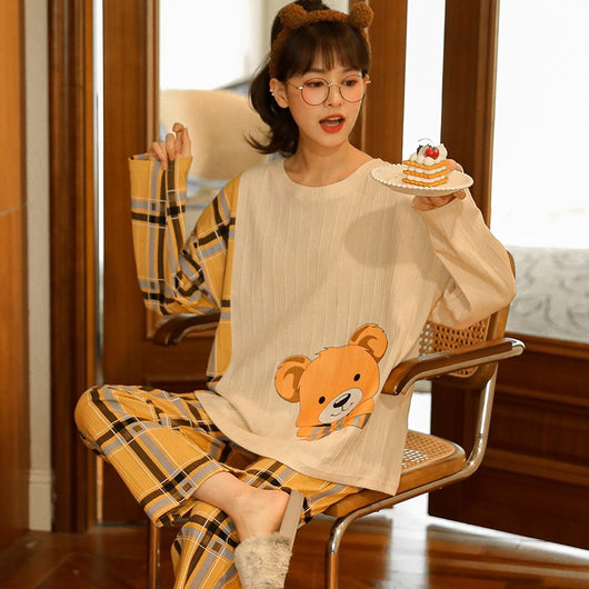 Pijama de Algodón para Otoño e Invierno con Pantalón Largo - Image 13