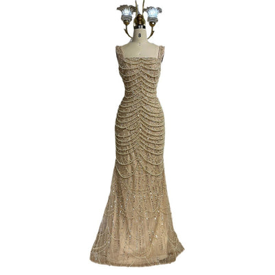 Vestido Sling de Lujo con Perlas - Elegancia Nude Premium - Image 7