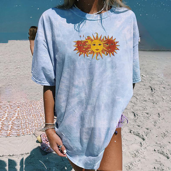 Camiseta Suelta con Estampado Tie-dye Multicolor