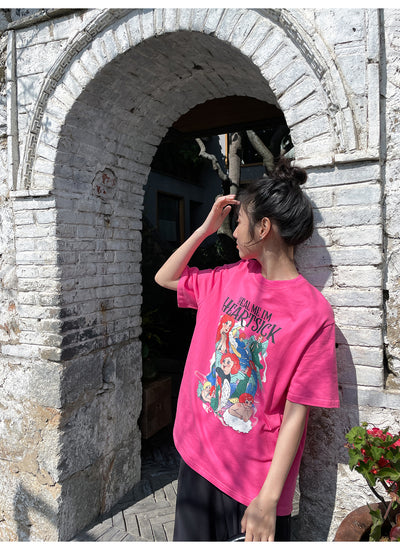 Playera Estampada Suelta y Ajustada para Mujer - Cuello Redondo Manga Corta - Image 62