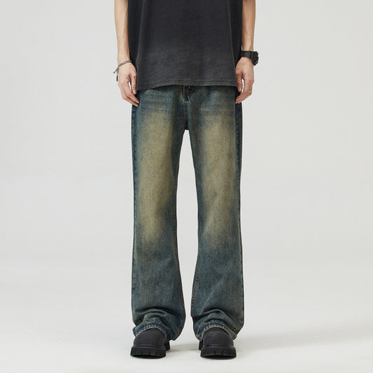 Jeans Holgados Azul Óxido Estilo Retro para Hombre