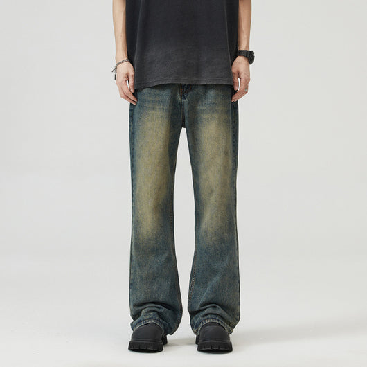 Jeans Holgados Azul Óxido Estilo Retro para Hombre