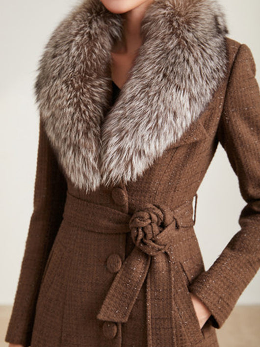 Abrigo Tweed Slim Fit con Doble Cuello para Mujer - Image 5