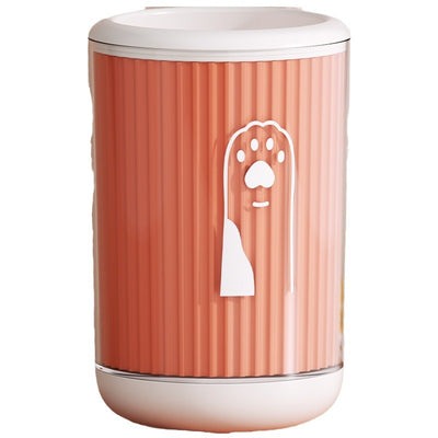 Light blue pet foot washing cup with a white paw print design, ribbed texture, and smooth base. - Image 5