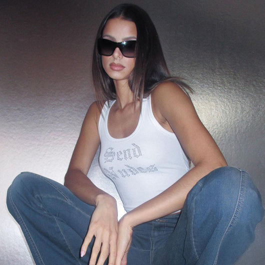 Chaleco Casual Corto con Strass y Letras para Mujer - Image 16