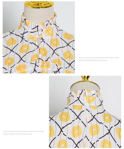 Vestido Estampado con Cuello Alto y Mangas Globo - Image 13