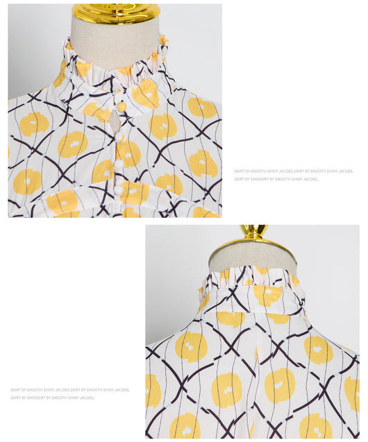 Vestido Estampado con Cuello Alto y Mangas Globo - Image 13