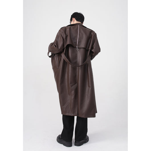 Abrigo Midi de PU con Cierre Metálico y Hombreras de Diseño - Image 4