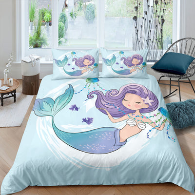 Funda Nórdica Estampada Sirena Caricatura para el Hogar - Image 13